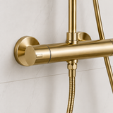 Nova Premium Brushed Brass Round Thermostatic Shower Set