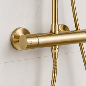 Nova Premium Brushed Brass Round Thermostatic Shower Set