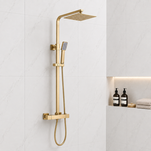 Nova Premium Brushed Brass Square Thermostatic Shower Set