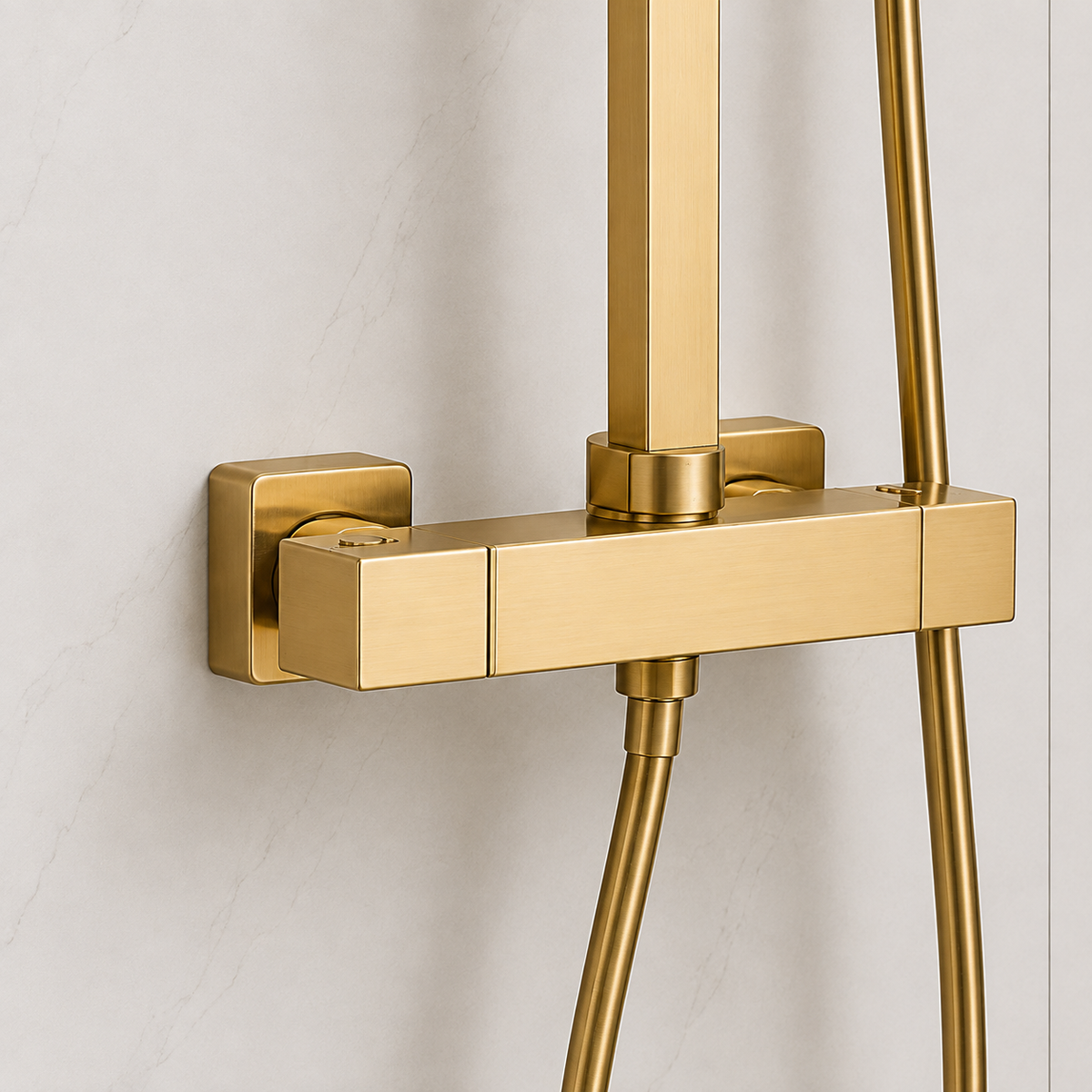 Nova Premium Brushed Brass Square Thermostatic Shower Set