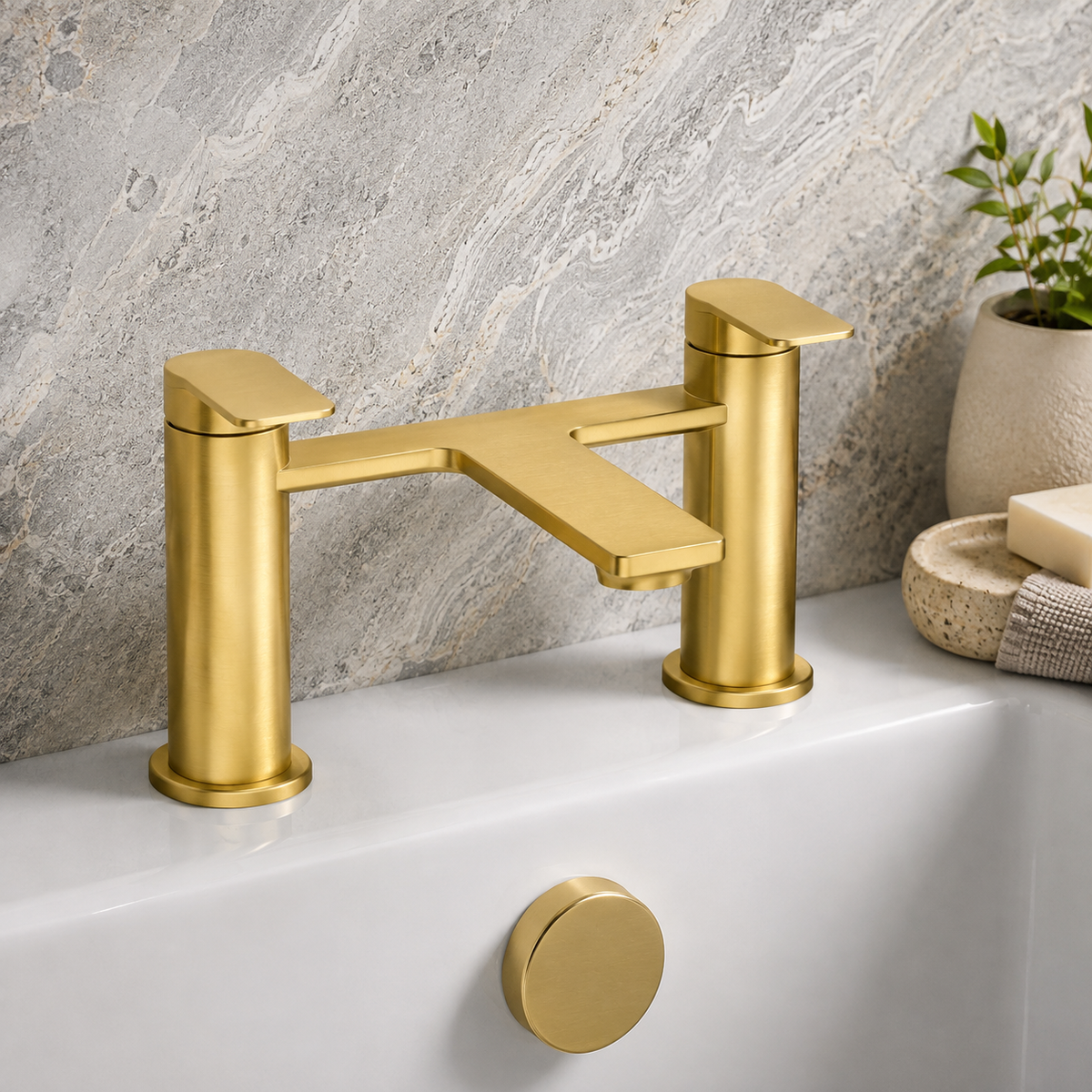 Hazel Brushed Brass Bath Filler Tap