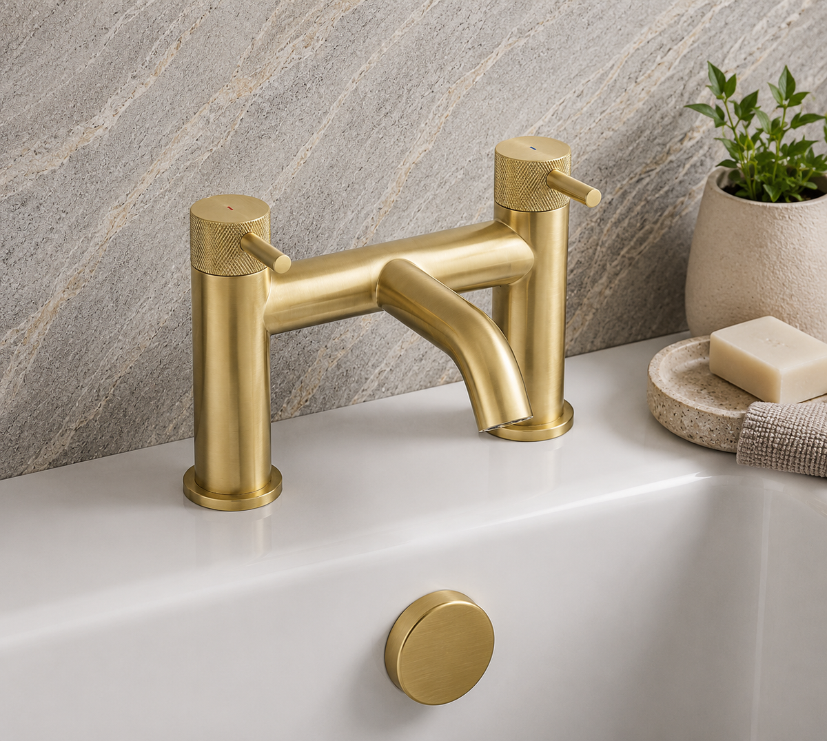Bronte Brushed Brass Round Bath Filler Tap