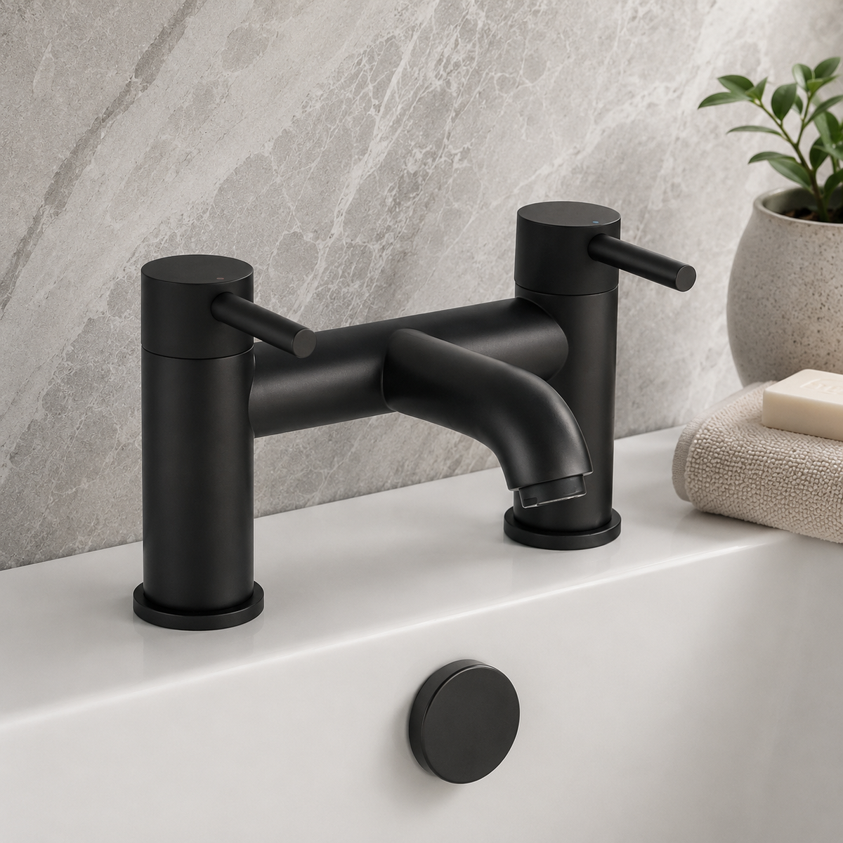 Enzo Matt Black Bath Filler Tap