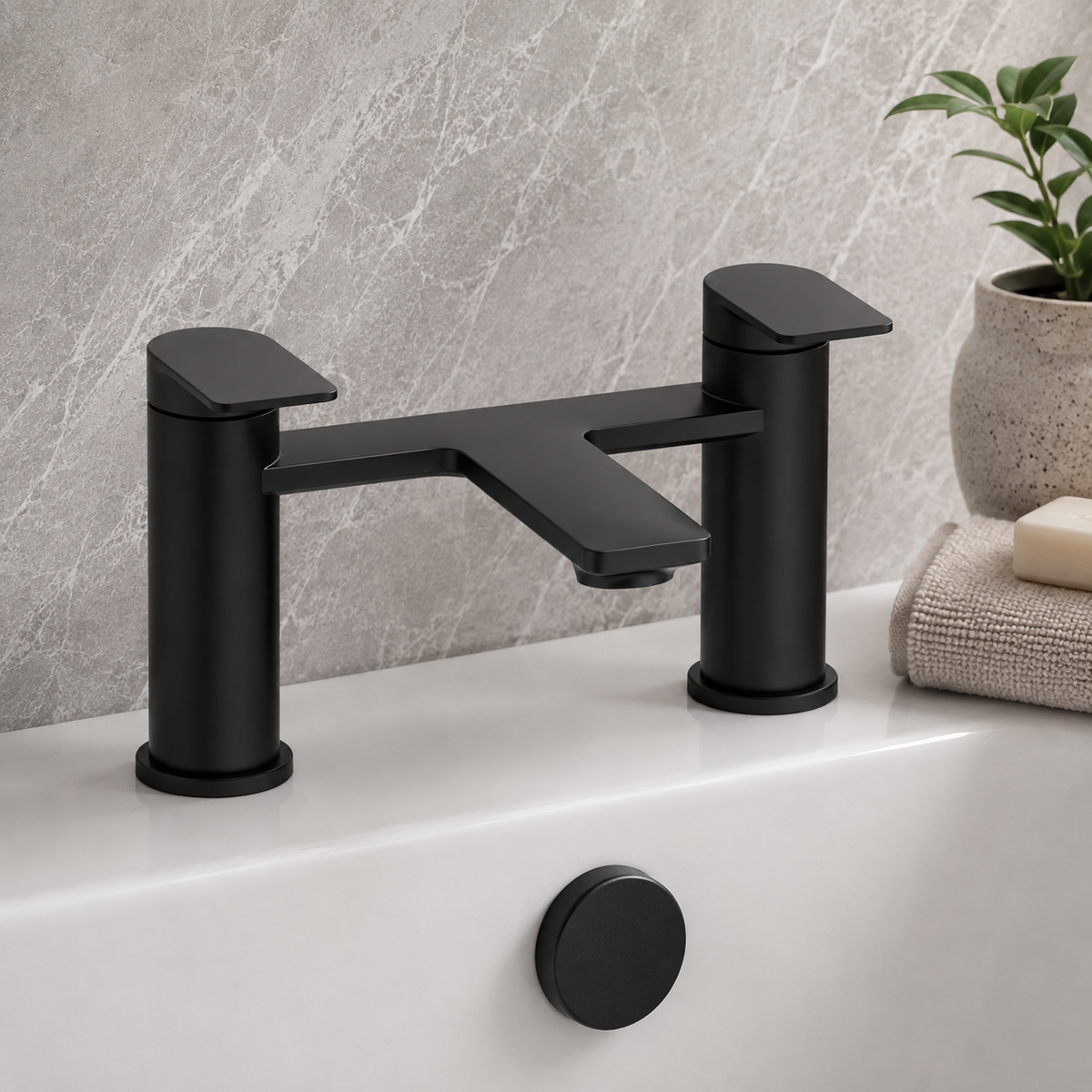Hazel Matt Black Bath Filler Tap