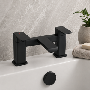 Kobe Matt Black Square Bath Filler Tap