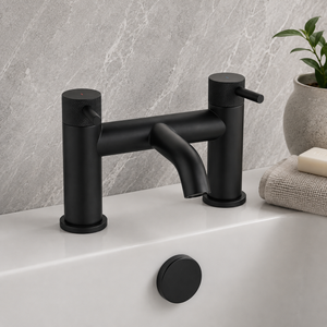 Bronte Matt Black Round Bath Filler Tap