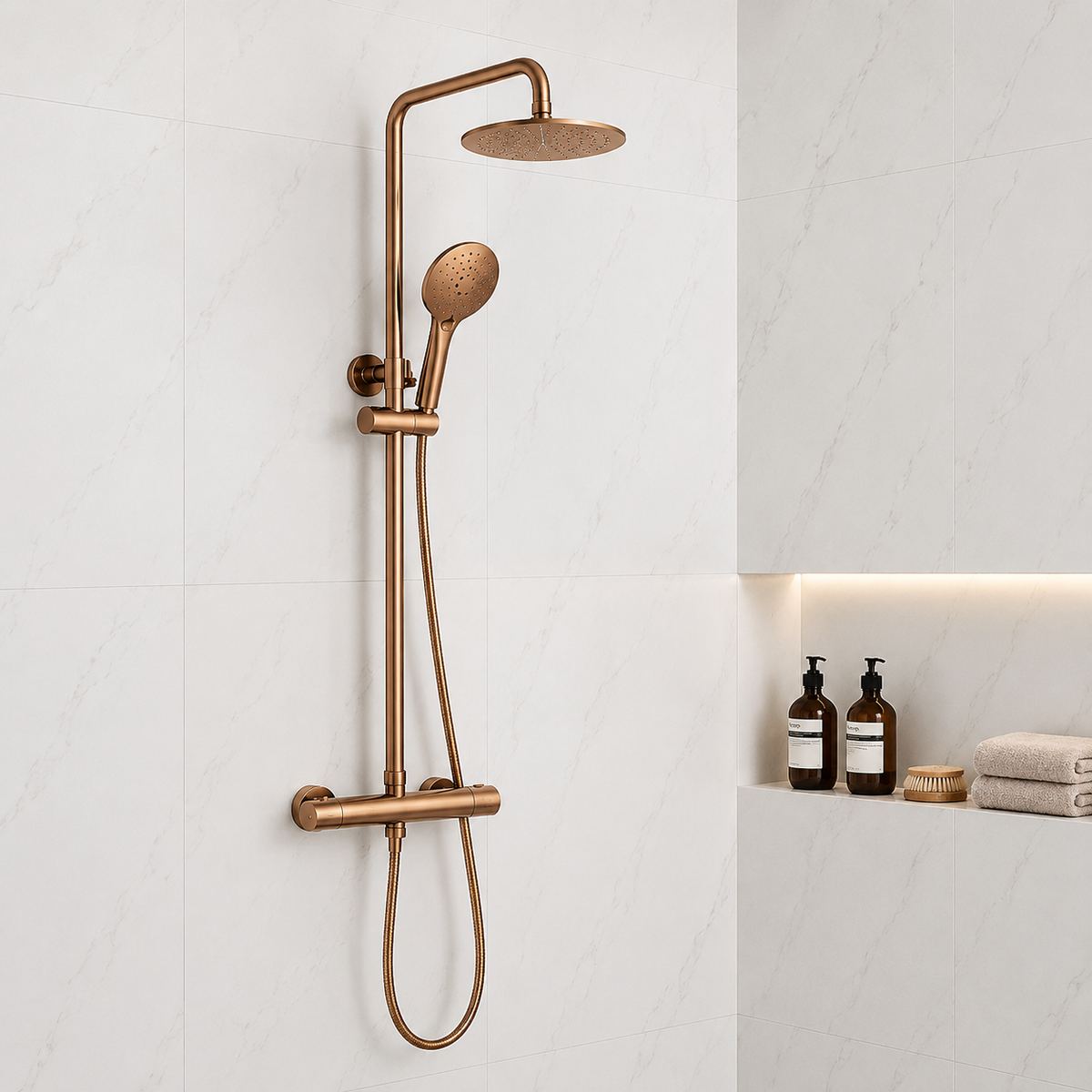 Nova Premium Brushed Bronze Round Thermostatic Shower Set