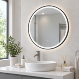 Rosie Black Round Illuminated LED Mirror 600mm