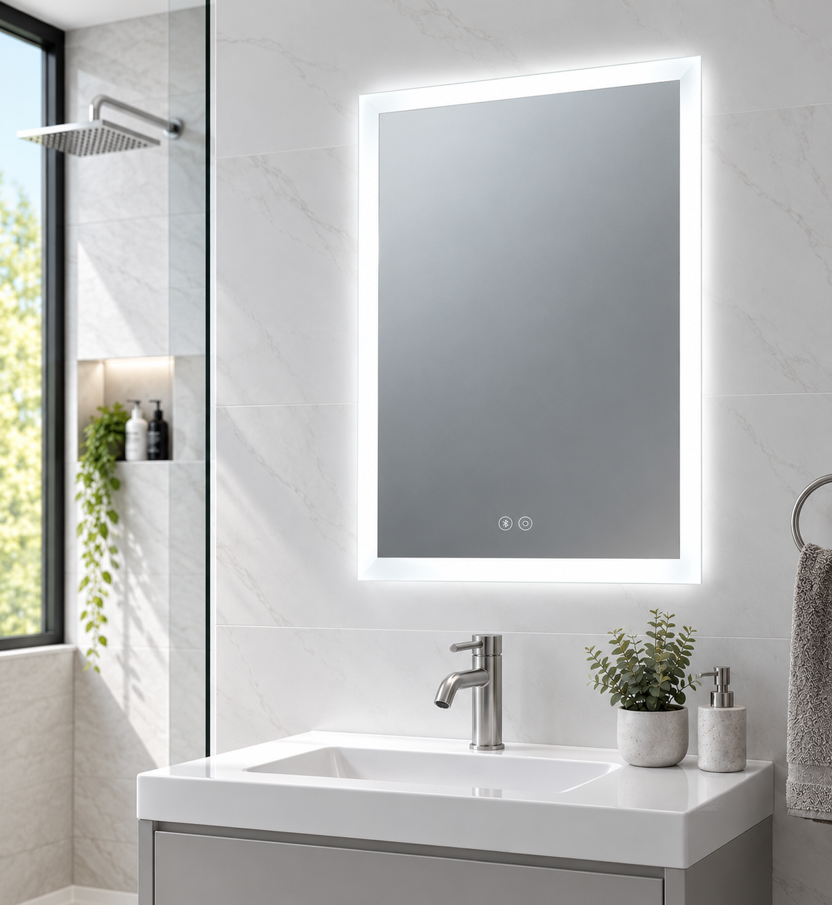 Alfie Illuminated LED Mirror With BLUETOOH Speaker 800x600mm