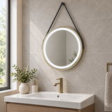 Delilah Brushed Brass Round Illuminated LED Mirror 600x800mm
