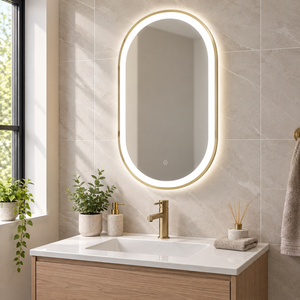 Martha Brushed Brass Oval LED Mirror 500x800mm