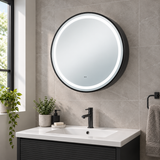 Monty Black Framed Round Illuminated LED Mirror Cabinet 600mm