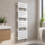 Queenstown White Designer Flat Panel Heated Towel Rail 1600x600mm