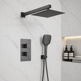 Mya Gunmetal Grey Square Thermostatic Shower Set - 250mm Head & Hand Shower