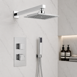Mya Chrome Square Thermostatic Shower Set - 250mm Head & Hand Shower
