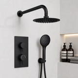 Mya Black Round Thermostatic - 250mm Head & Hand Shower