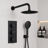 Mya Black Round Thermostatic Shower Set - 200mm Head & Hand Shower