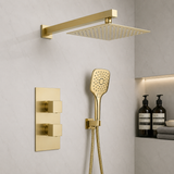 Mya Brushed Brass Square Thermostatic - 250mm Head & Hand Shower