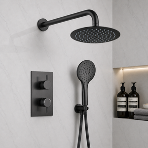 Mya Gunmetal Grey Round Thermostatic Shower Set - 250mm Head & Hand Shower