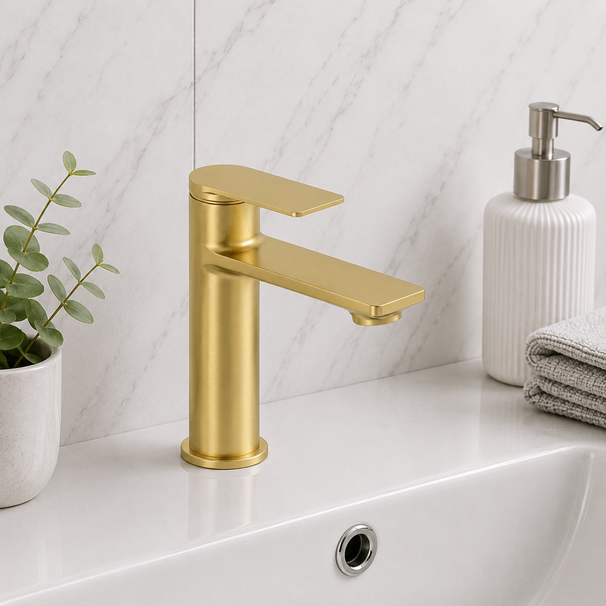 Hazel Brushed Brass Basin Mixer Tap