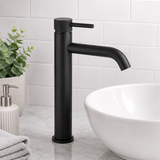 Bronte Matt Black Round High Rise Basin Mixer Tap
