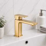 Kobe Brushed Brass Square Basin Mixer Tap