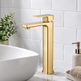 Kobe Brushed Brass Square High Rise Basin Mixer Tap