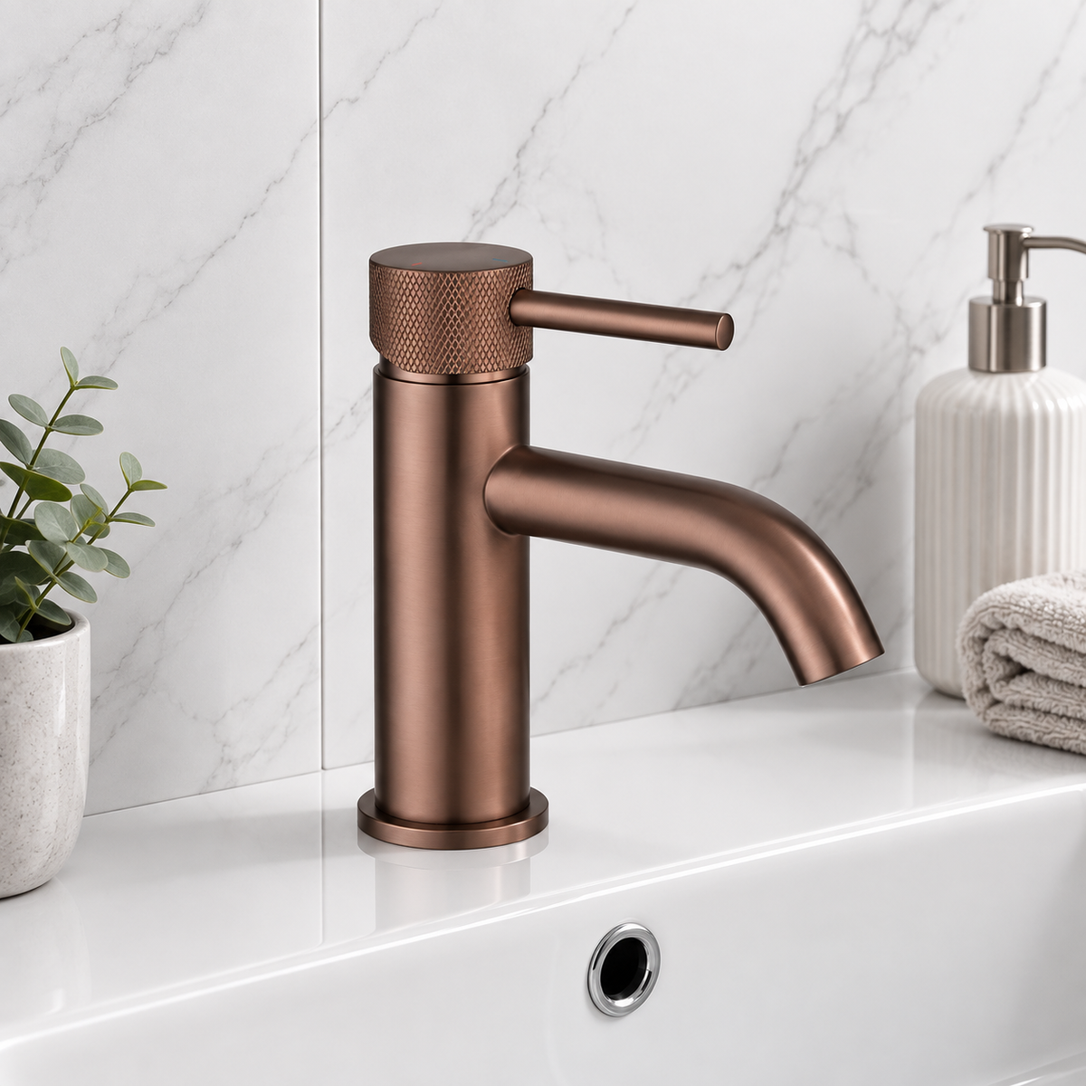 Bronte Brushed Bronze Round Basin Mixer Tap