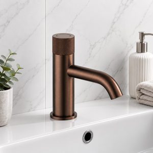 Bronte Brushed Bronze Round Push Button Basin Mixer Tap
