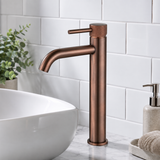 Bronte Brushed Bronze Round High Rise Basin Mixer Tap
