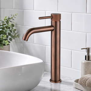 Bronte Brushed Bronze Round High Rise Basin Mixer Tap