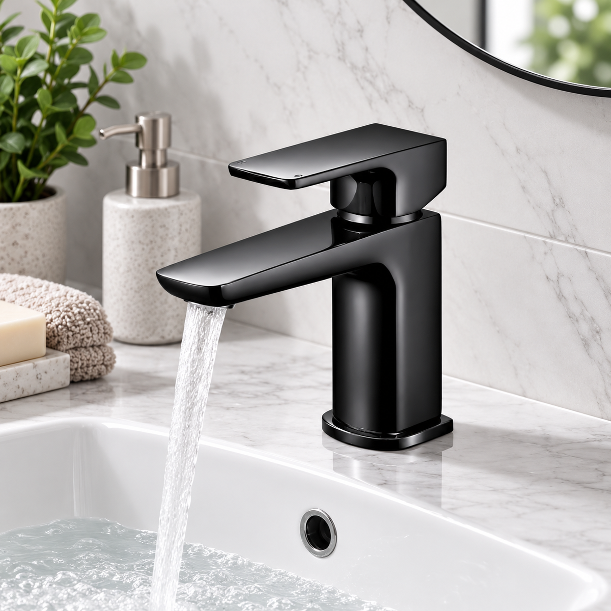 Muro Matt Black Modern Basin Mixer Tap
