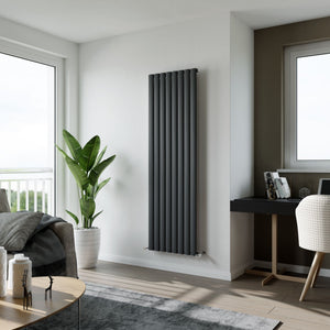 Delta Anthracite Single Flat Panel Vertical Radiator 1800x345mm