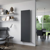 Delta Line Anthracite Single Flat Panel Vertical Radiator 1800x415mm