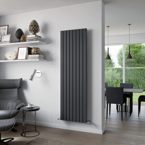 Delta Line Anthracite Single Flat Panel Vertical Radiator 1800x415mm