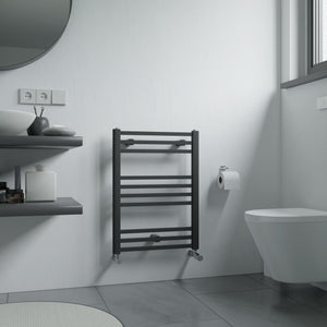 Eros Anthracite Straight Heated Towel Rail 677x500mm