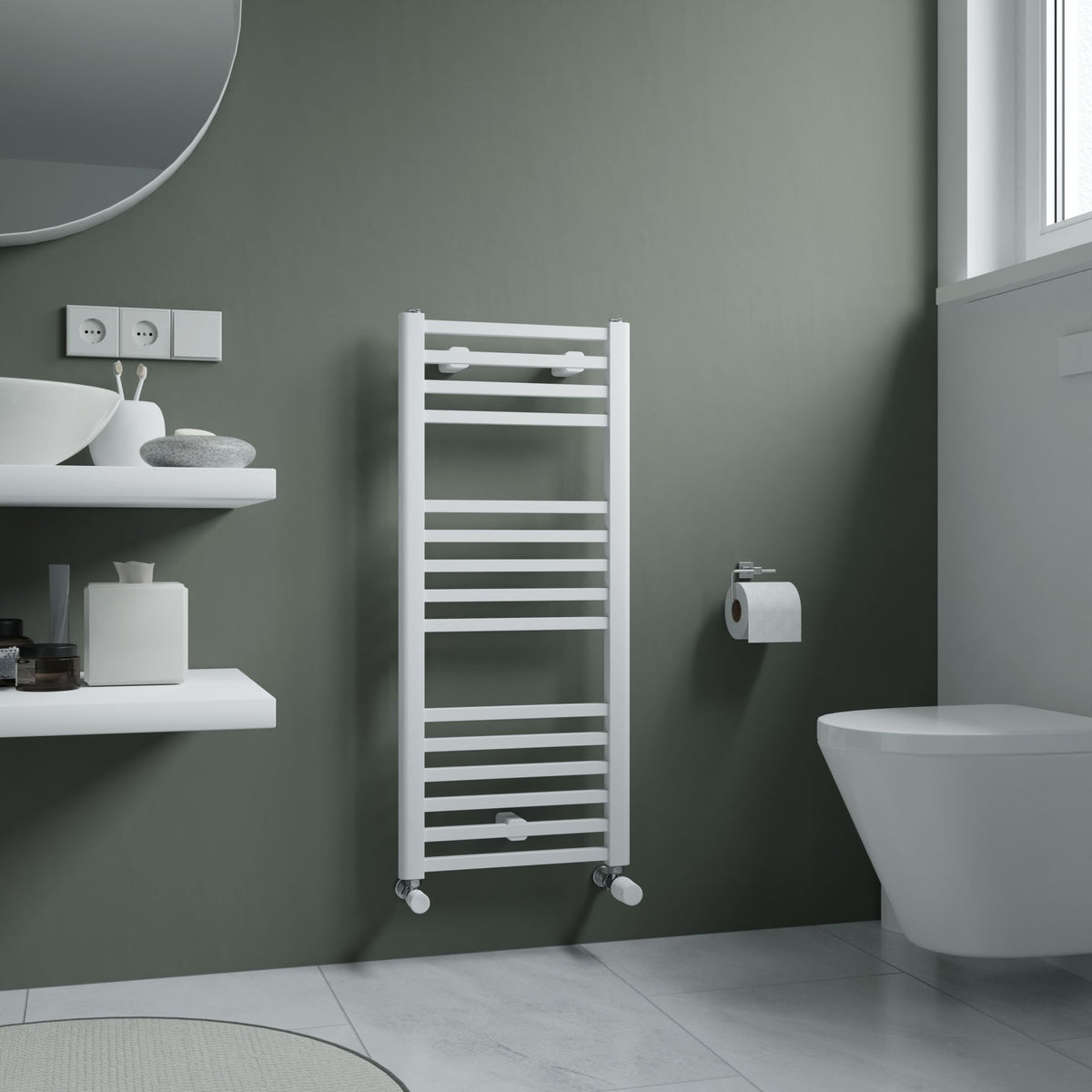 Eros White Straight Heated Towel Rail 922x400mm