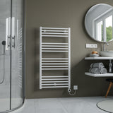 Eros Electric White Heated Towel Rail 1174x600mm