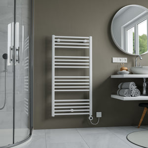 Eros Electric White Heated Towel Rail 1174x600mm