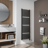 Fino Electric Black Curved Heated Towel Rail 765x580mm