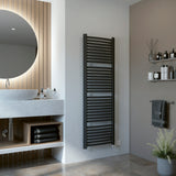 Fino Electric Anthracite Curved Heated Towel Rail 1215x580mm