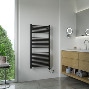 Luna Electric Black Heated Towel Rail 1200x600mm