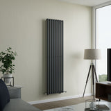 Lynx Anthracite Double Oval Vertical Radiator 1800x360mm