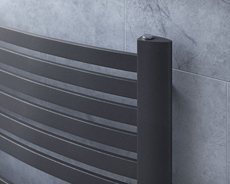 Fino Anthracite Curved Heated Towel Rail 765x480mm