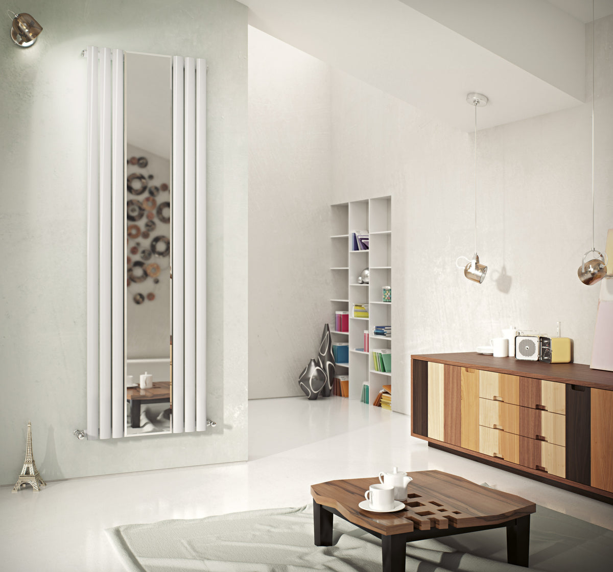 Nova White Single Vertical Mirror Radiator 1800x584mm