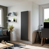 Saturn Anthracite Single Flat Panel Vertical Radiator 1800x565mm
