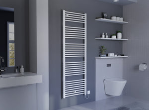 Primo Electric White Straight Heated Towel Rail 1728x600mm