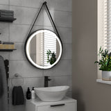 Delilah Black Round Illuminated LED Mirror 600mm