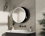 Monty Black Framed Round Illuminated LED Mirror Cabinet 600mm