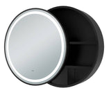 Monty Black Framed Round Illuminated LED Mirror Cabinet 600mm